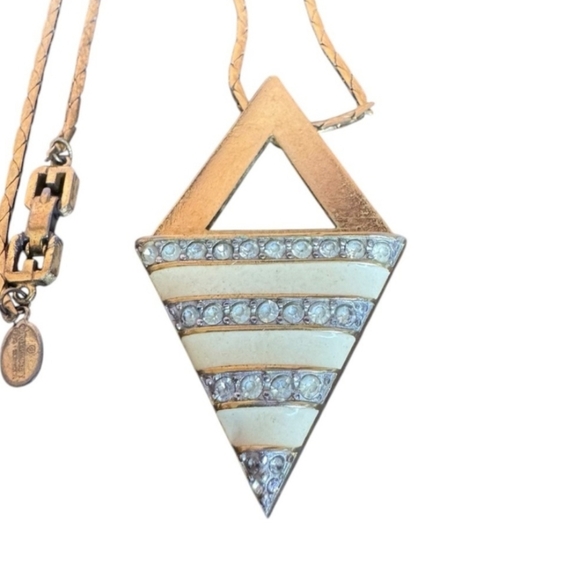 Givenchy Vintage Two-Tone Triangle Pendant Necklace - Picture 1 of 5